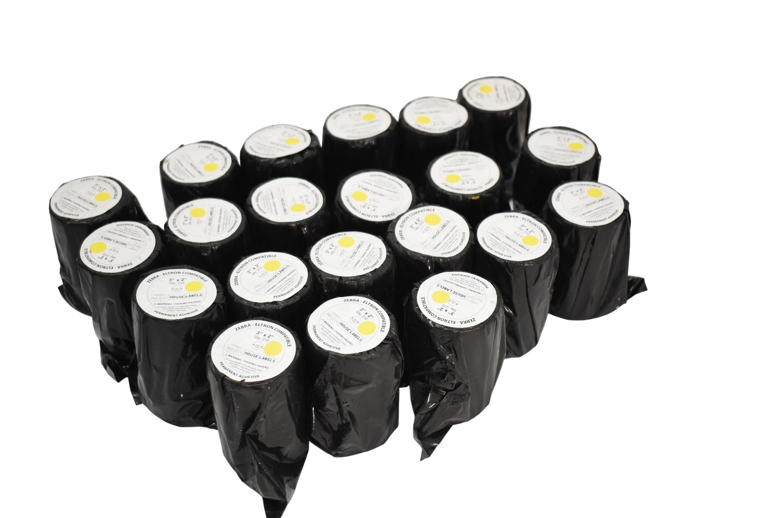 21 pc House Labels 3x2 Yellow Label Rolls For Zebra Eltron 3/4" Core 210 Labels