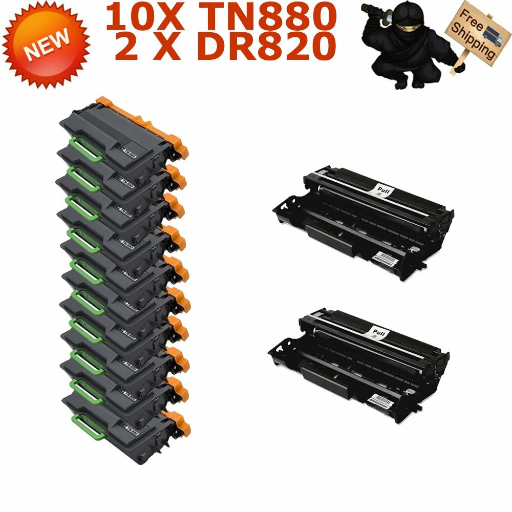 US STOCK 10PK TN880 2PK DR820 Set Cartridge DCP-L5650DN HL-L6400DW MFC-L5800DW