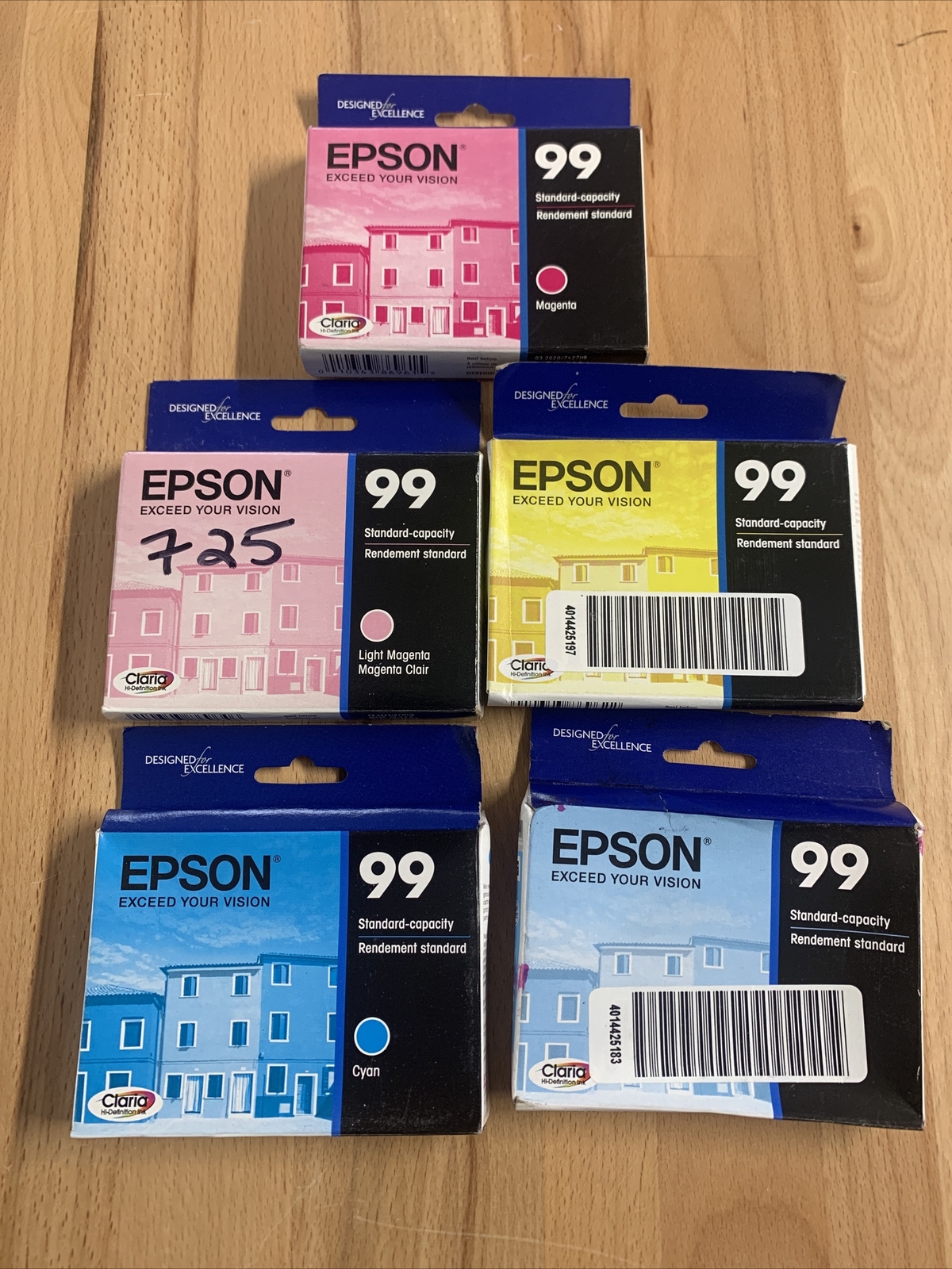 NEW 5 Pack Genuine Epson 99 Ink for Artisan 700 710 725 730 800 810 835 387