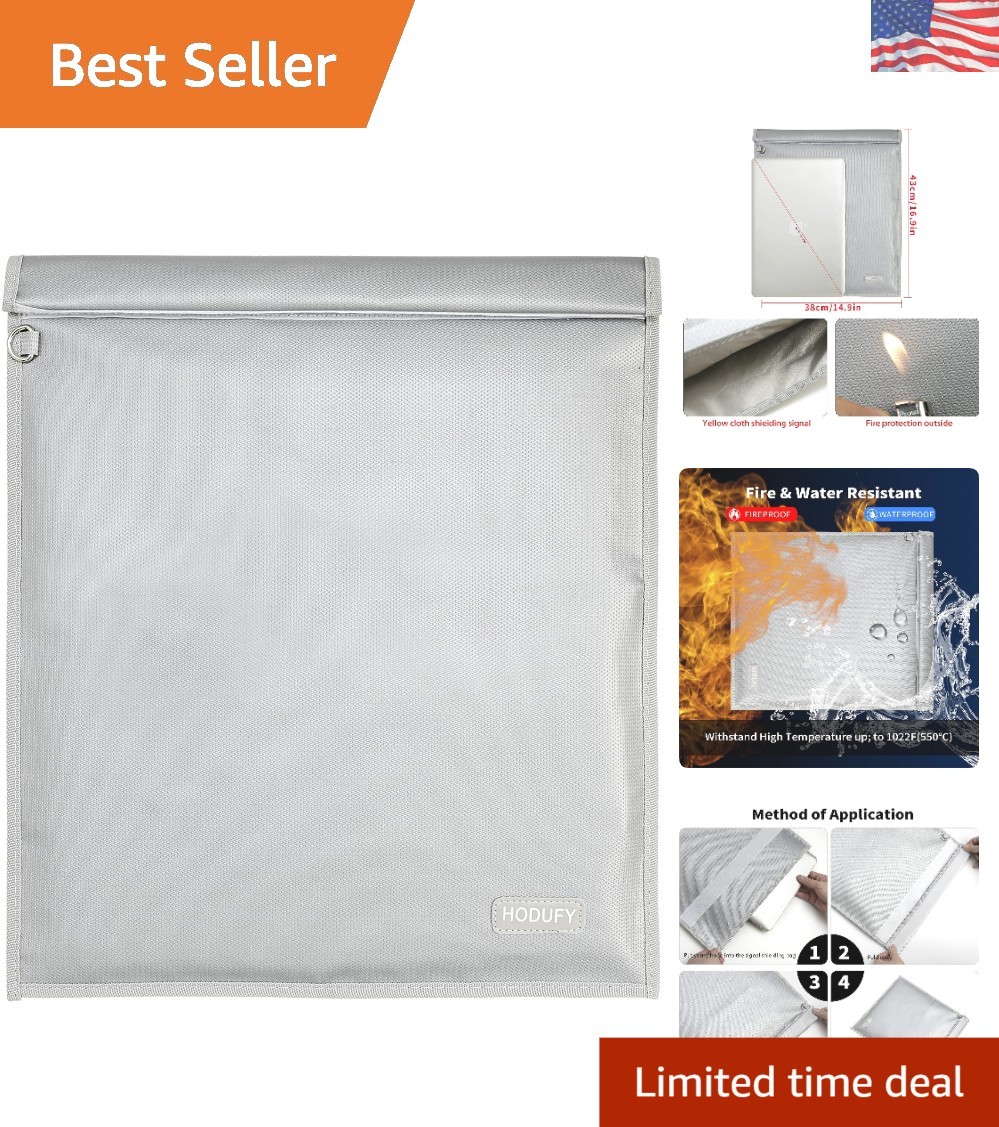 Versatile Faraday Bag for Electronics 20x15 – Fire & Water Resistant Design