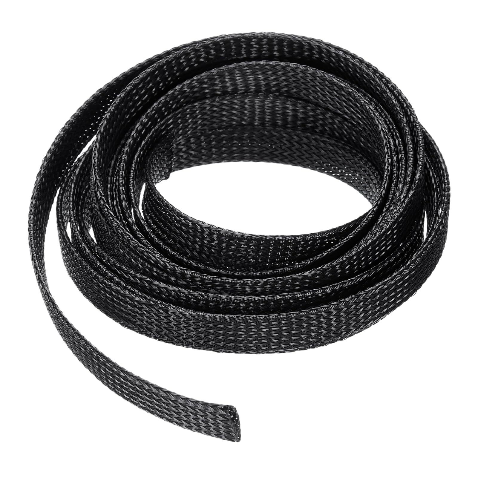 10 Ft - 1/2 Inch Expandable Braided Cable Sleeve, PET Cable Management Wire