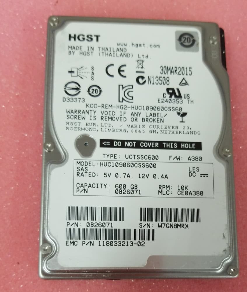 NetApp HUC106060CSS600 600GB 2.5" 6Gb/s 64MB 10K RPM SAS Drive P/N: 0B25662 USA