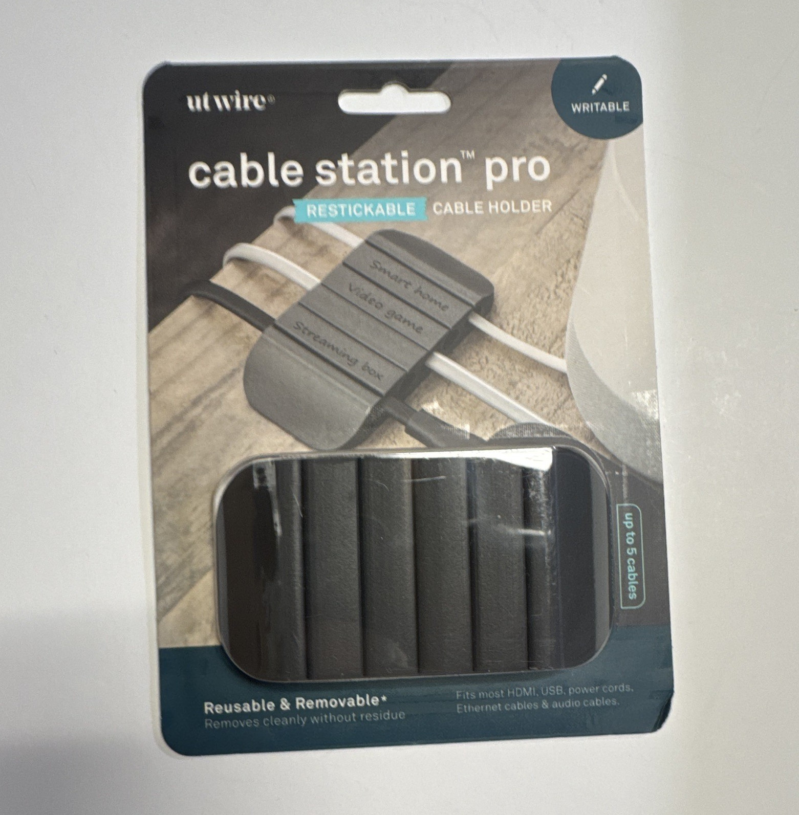 utwire Cable Station Pro Cable Holder Writable Reusable Gray UTW-CS07-GY