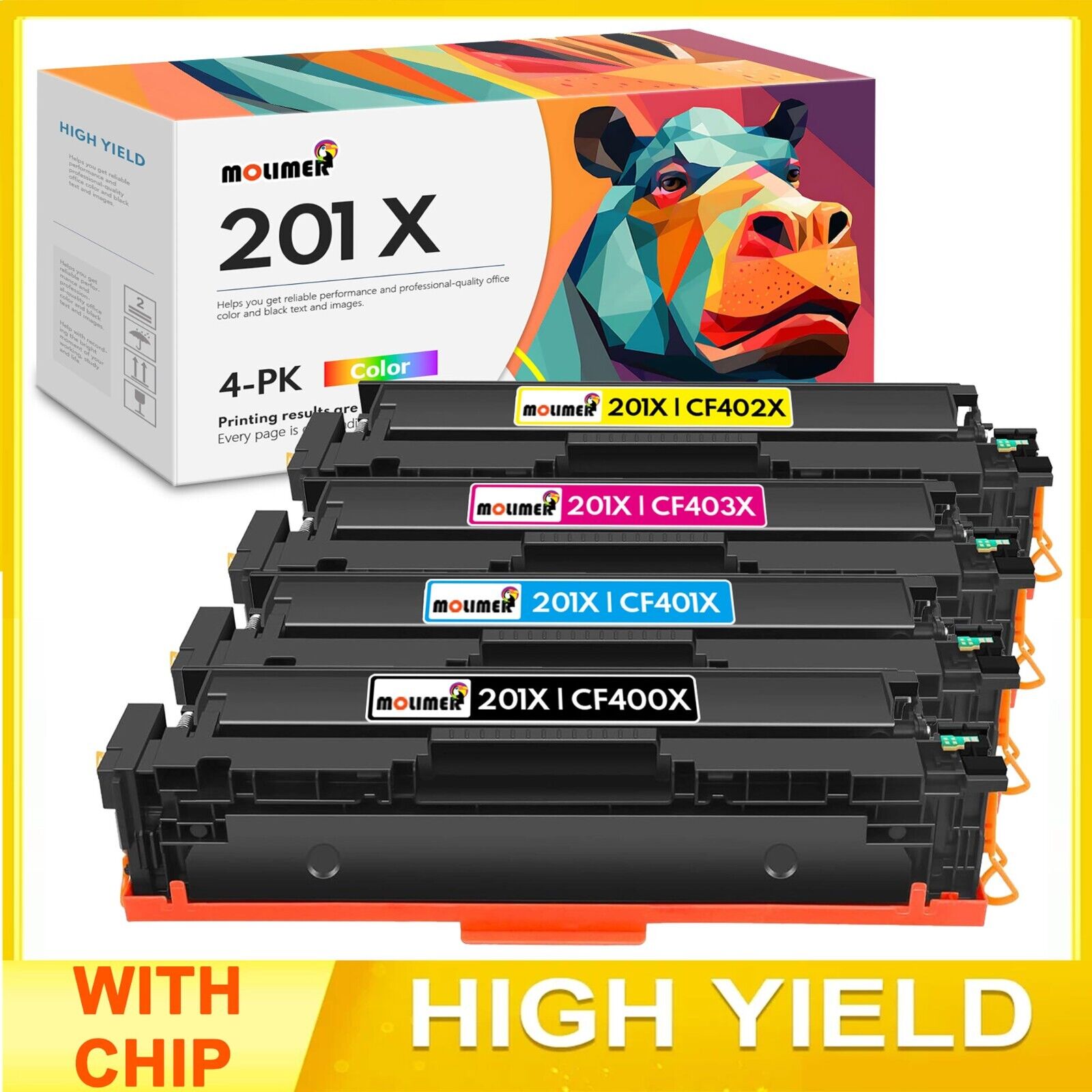 201X Toner Cartridge Yellow Replacement for HP Black magenta Color M277dw M252dw