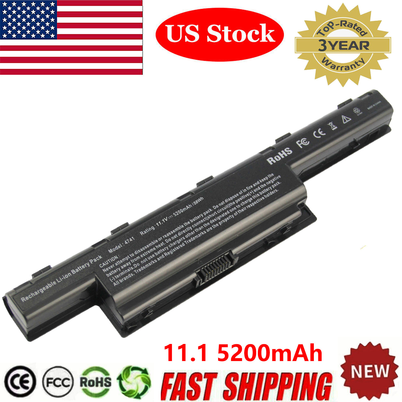 Laptop Battery for Acer AS10D31 AS10D51 Gateway 4741 4551 AS10D71 AS10D75 US