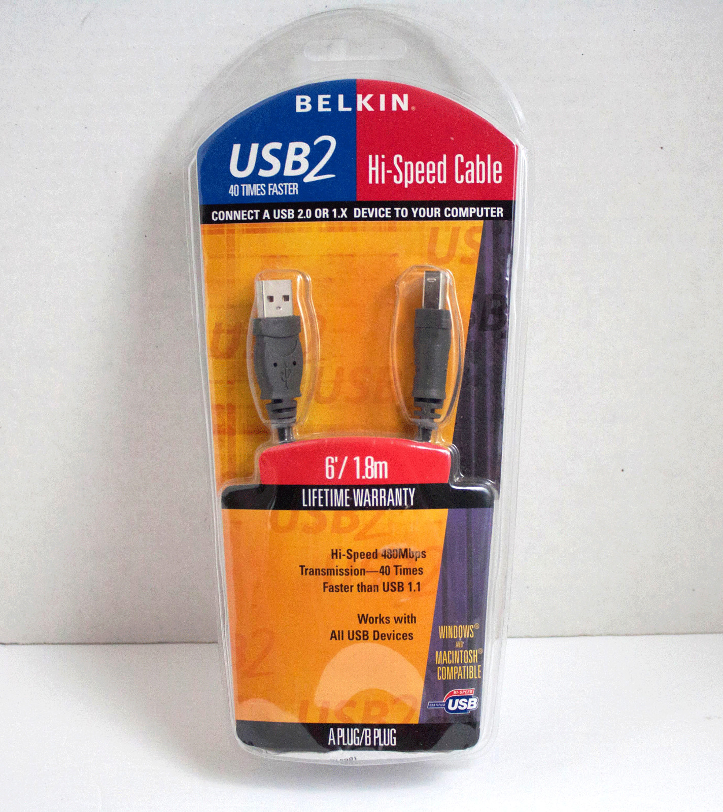  Belkin Hi-Speed USB 2.0 Cable 6/ 1.8m F3U133-06 Windows and Mac
