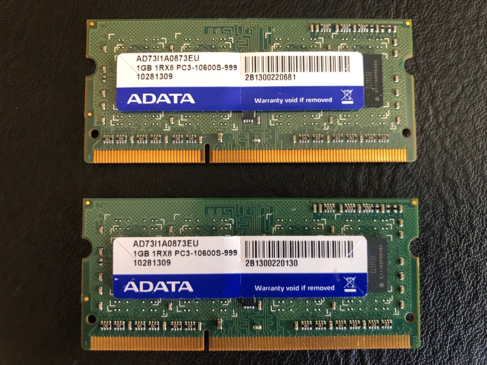 Adata PC3-10600 2 x 1 gb RAM / Memory