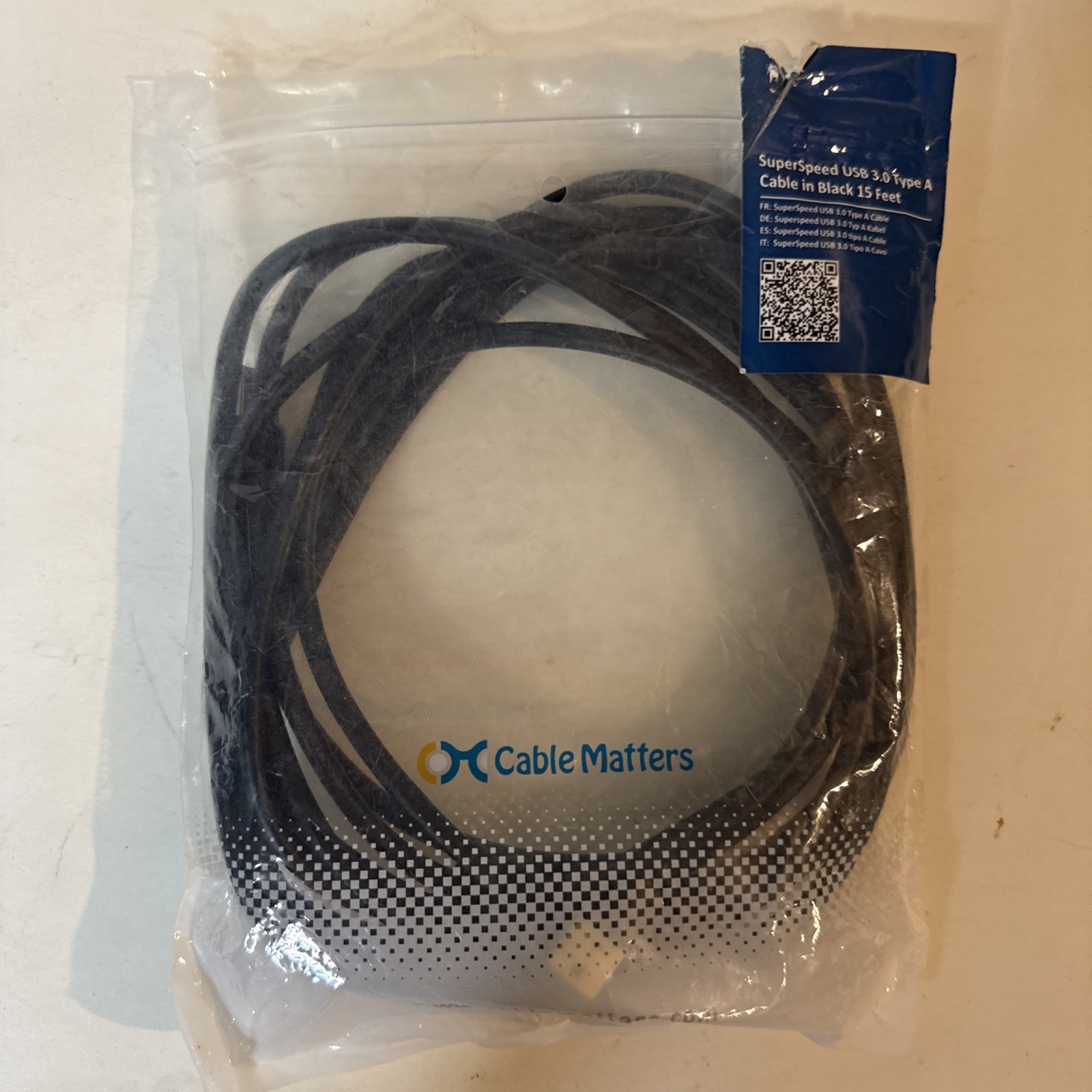 Cable Matters Superspeed USB 3.0 Type-A to USB 3.0 Cable 15 ft Black