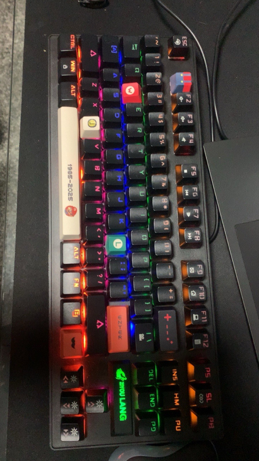 ZIYOU LANG K2 Wired USB RGB Illuminated Gaming Keyboard with Mario keys.
