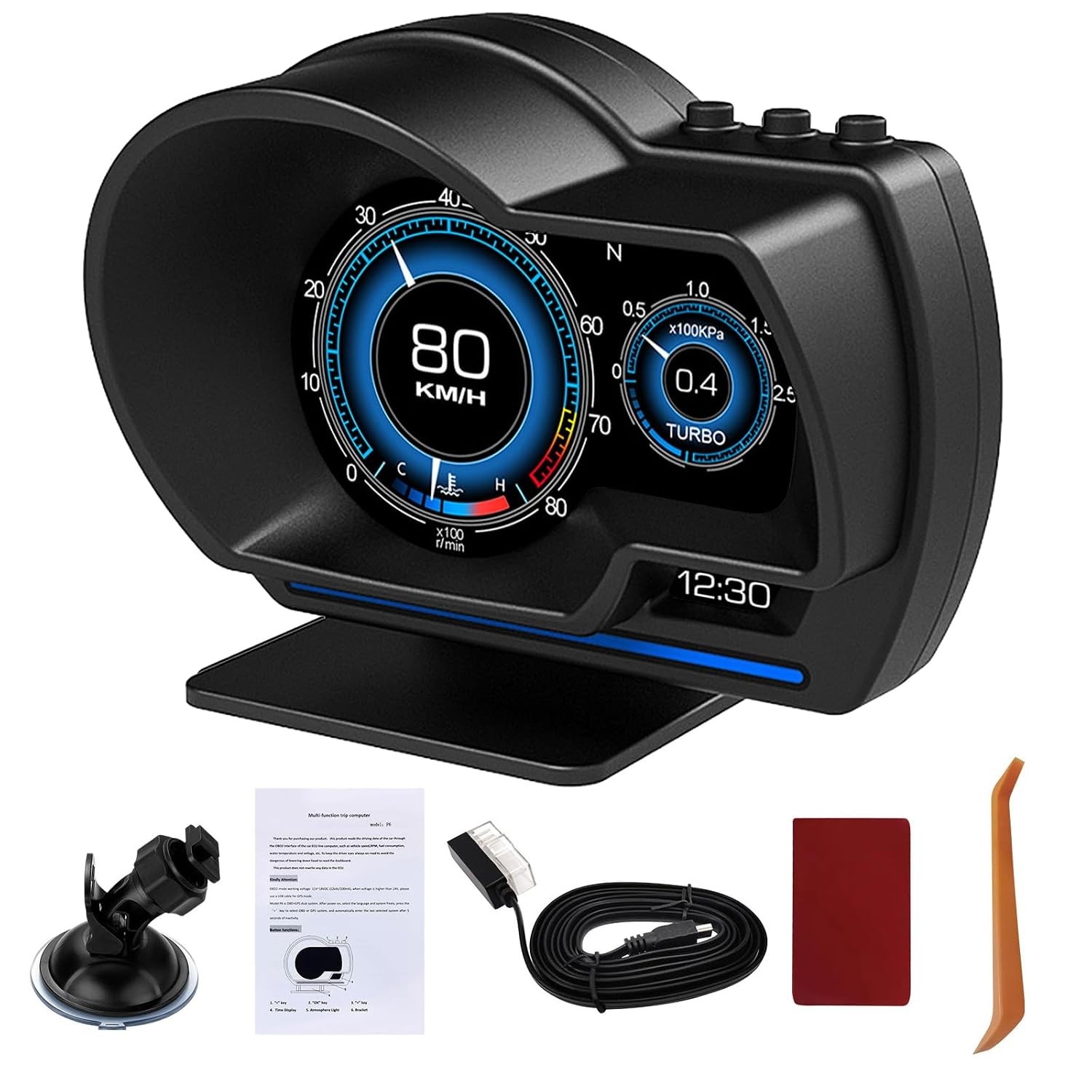 OBD2 Speedometer for Car with OBD2 GPS Dual System, Water TEM, Volt, Mileage,...
