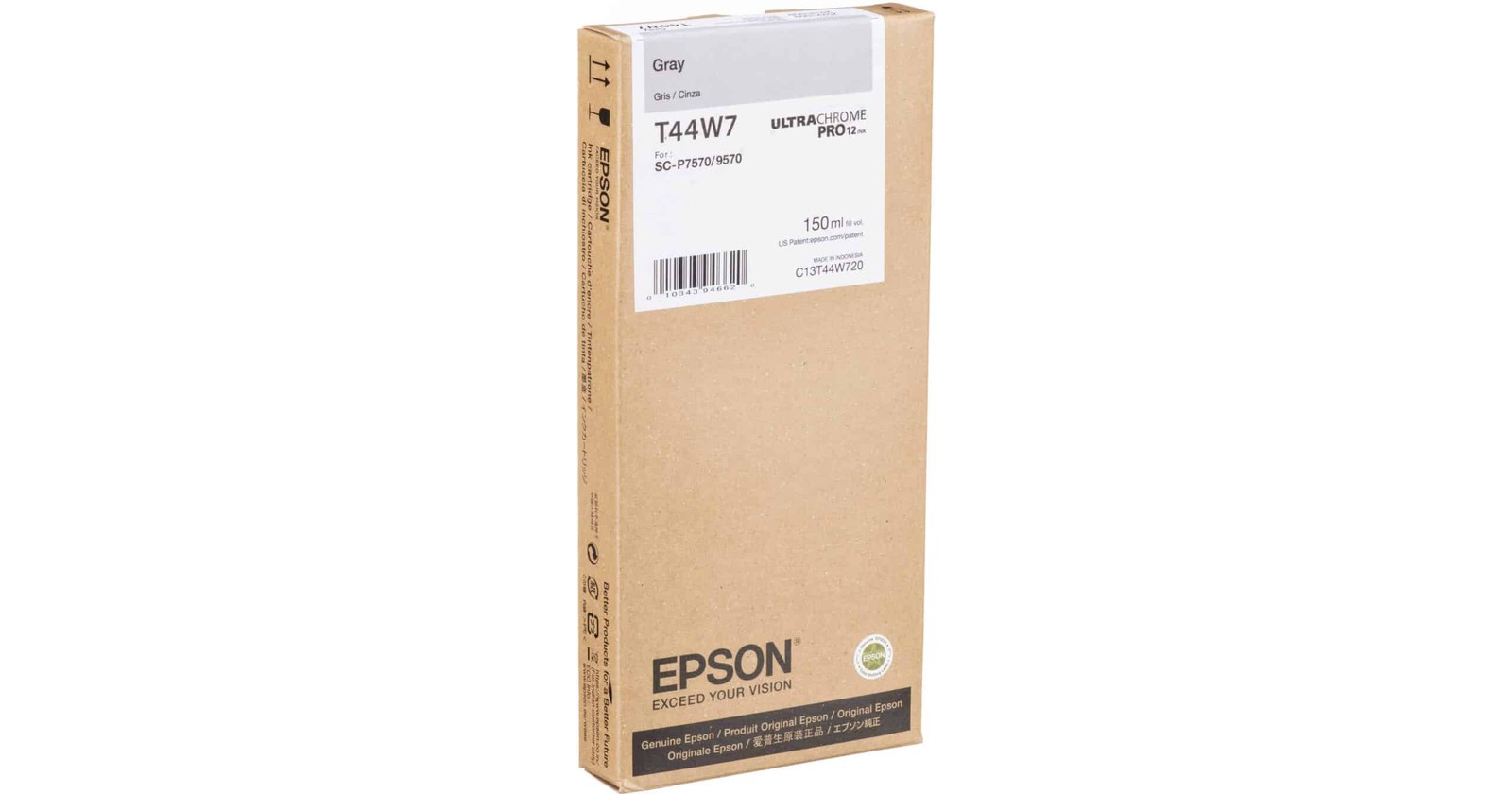 Epson T44W Standard-Capacity 150 mL Gray Ink Cartridge [T44W720]