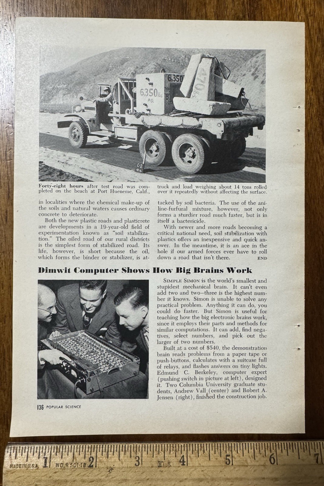 Vtg Mag Article Dimwit Computer Simple Simon Edmund Berkeley Hall Jensen 