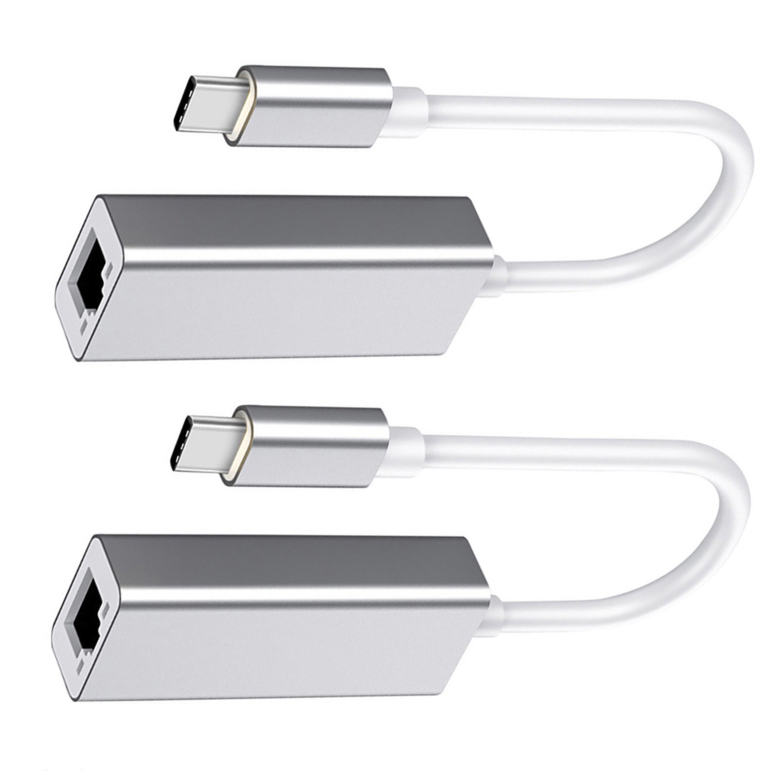 2Pcs USB C To RJ45 Ethernet Adapter Cable External Network Card LAN Adapter-