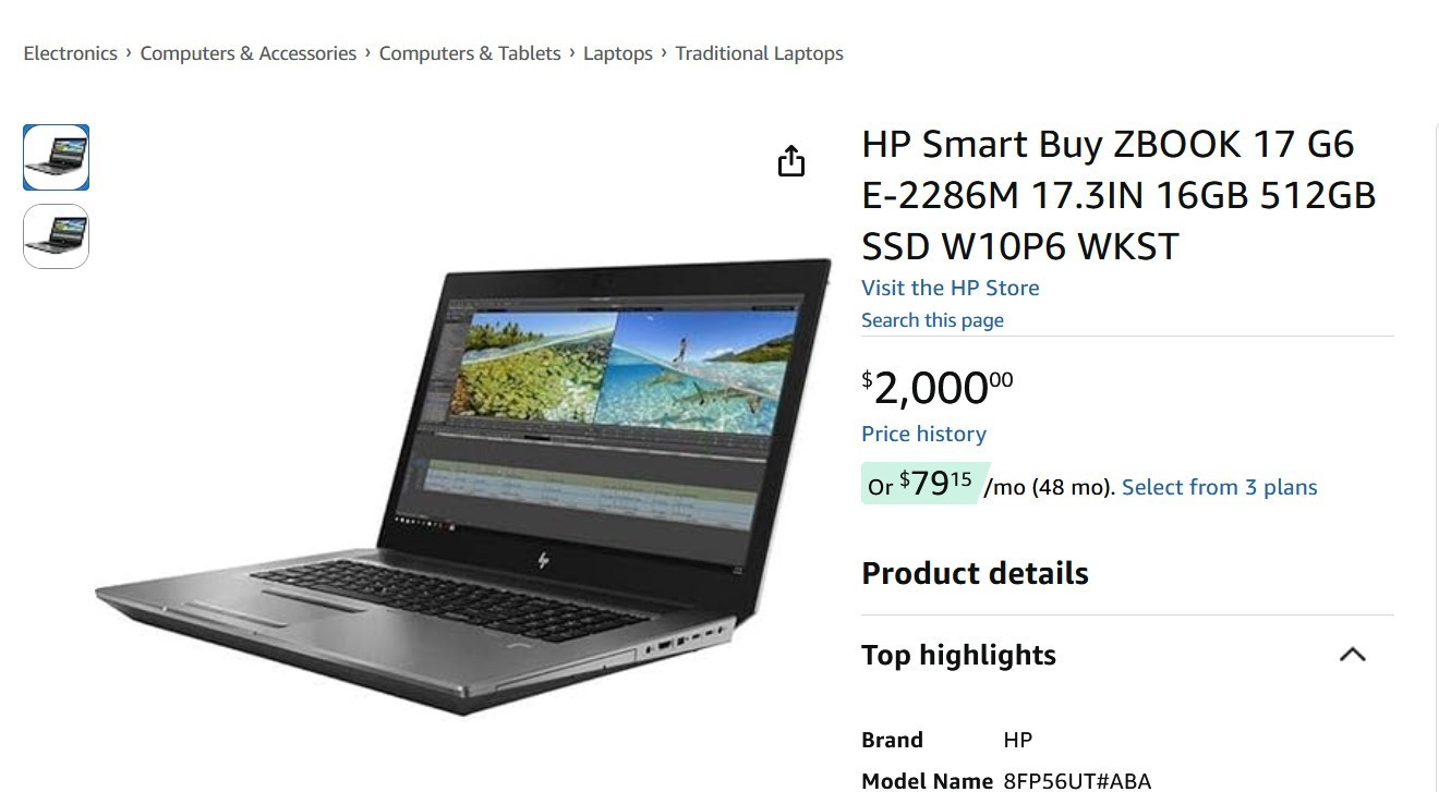 HP ZBook 17'' G6 Core i9 64GB RAM  1TB SSD 16GB RTX GPU WORKSTATION 3YR WARNTY