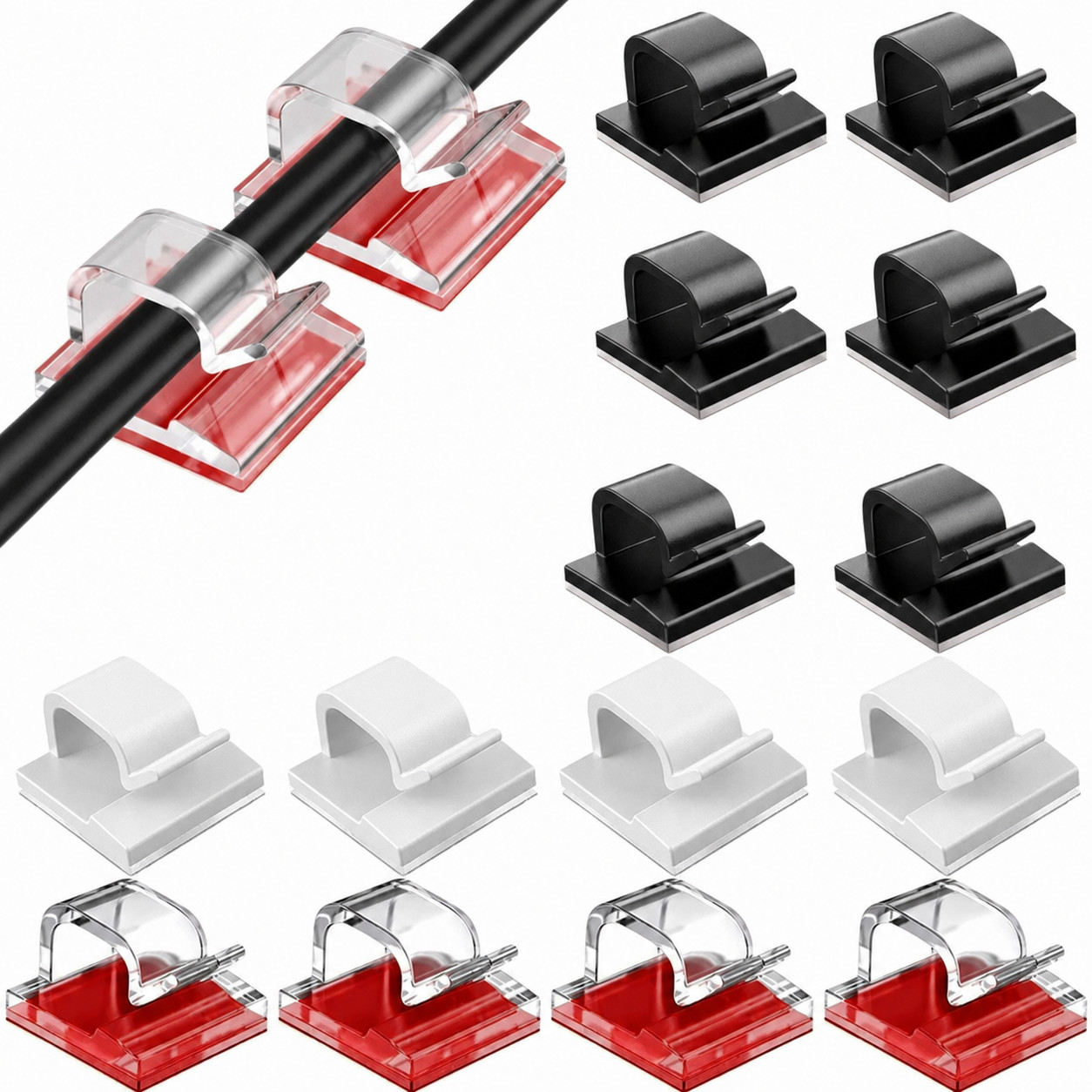 10/20/50 Pcs Cable Clip Self-Adhesive Cord Management Holder Organizer