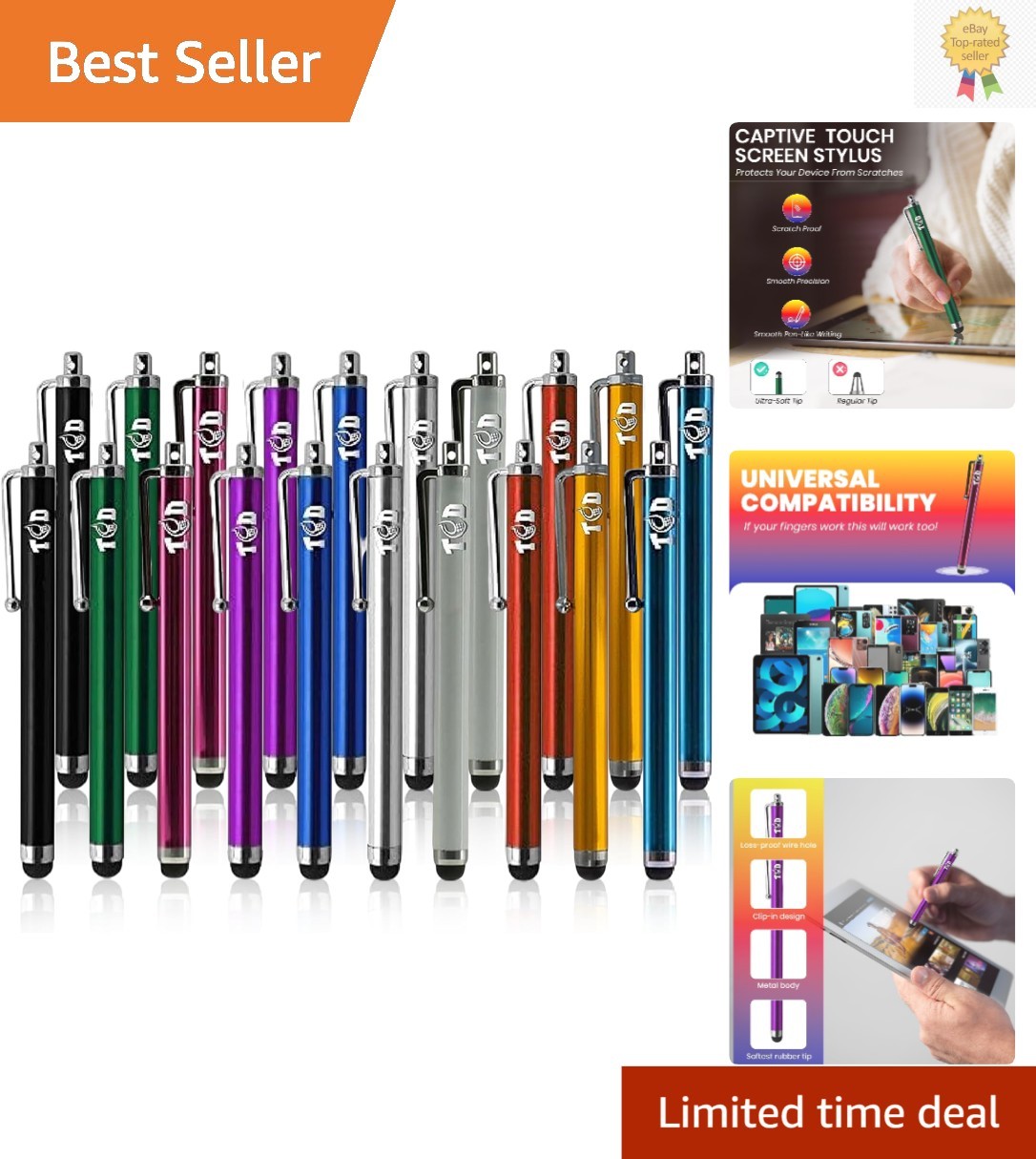 TCD 20-Pack Stylus Pen Set - Universal Capacitive Styluses for All Touchscreens