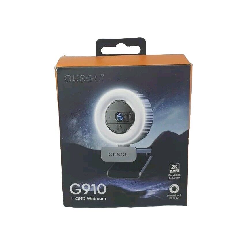 2K QHD Webcam with Sony Sensor and Built-in Ring Light, G910 Web Camera with Mic