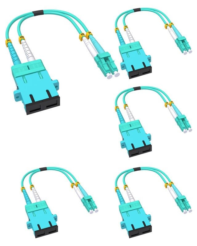 5 PCS Fiber Optic Adapter Cable LC Male To SC Female OM4 OM3 Multimode 1 FT
