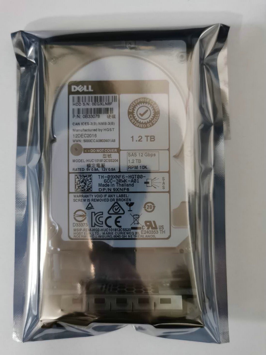 Dell 9XNF6 1.2 TB Internal, 10000 RPM 2.5 inch SAS 12 GB/s Hard Disk Drive W Tra