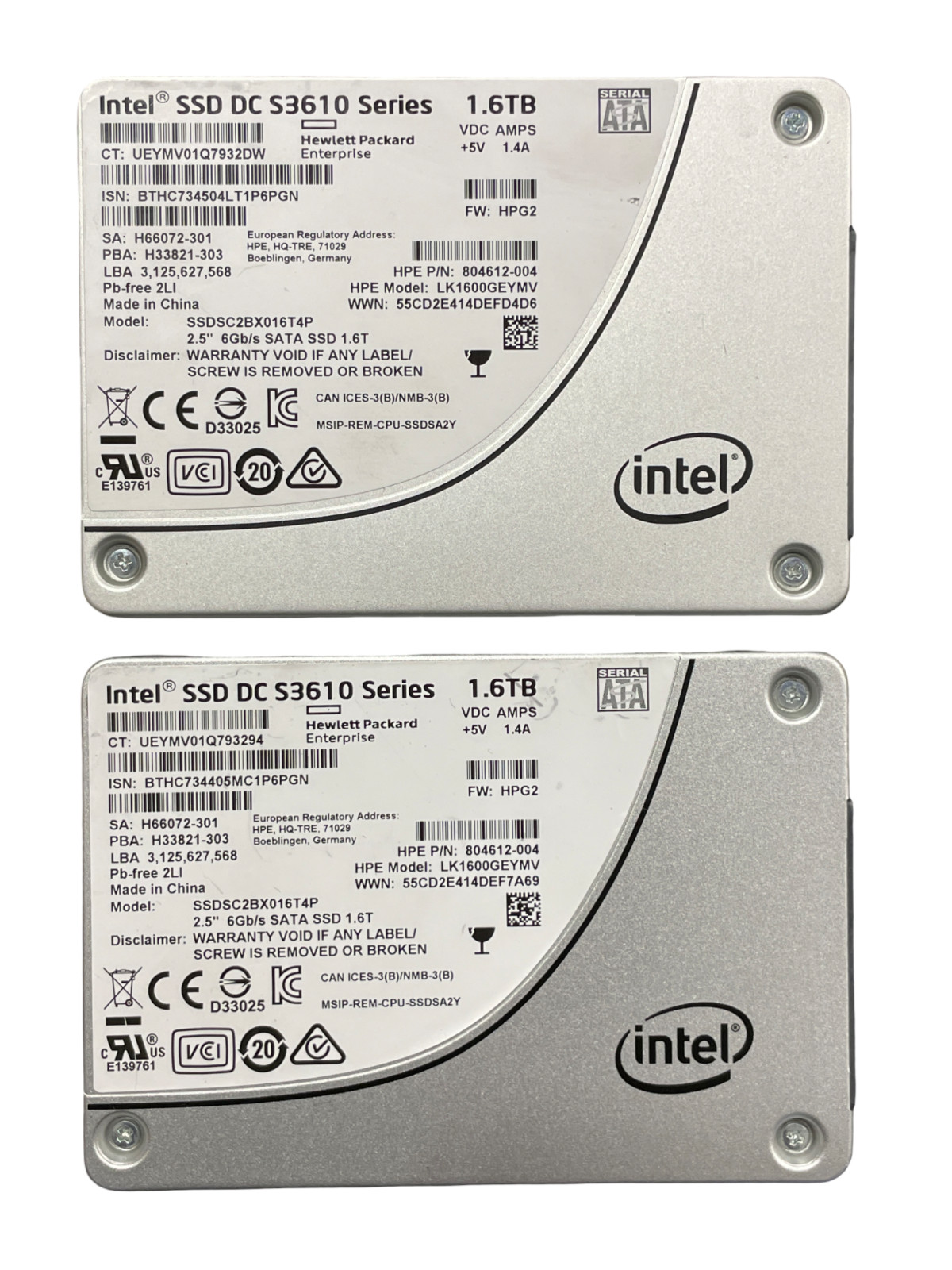 Lot of 2x 1.6TB Intel SSD DC S3610 Series | Enterprise SSD | SSDSC2BX016T4P  #26