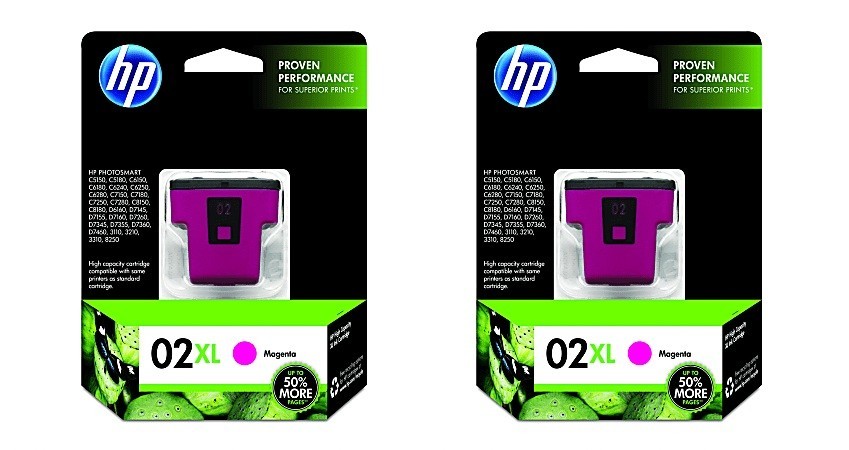 2 PACK HOT DEAL  HP 02XL Magenta Ink Cartridges - Exp 2016