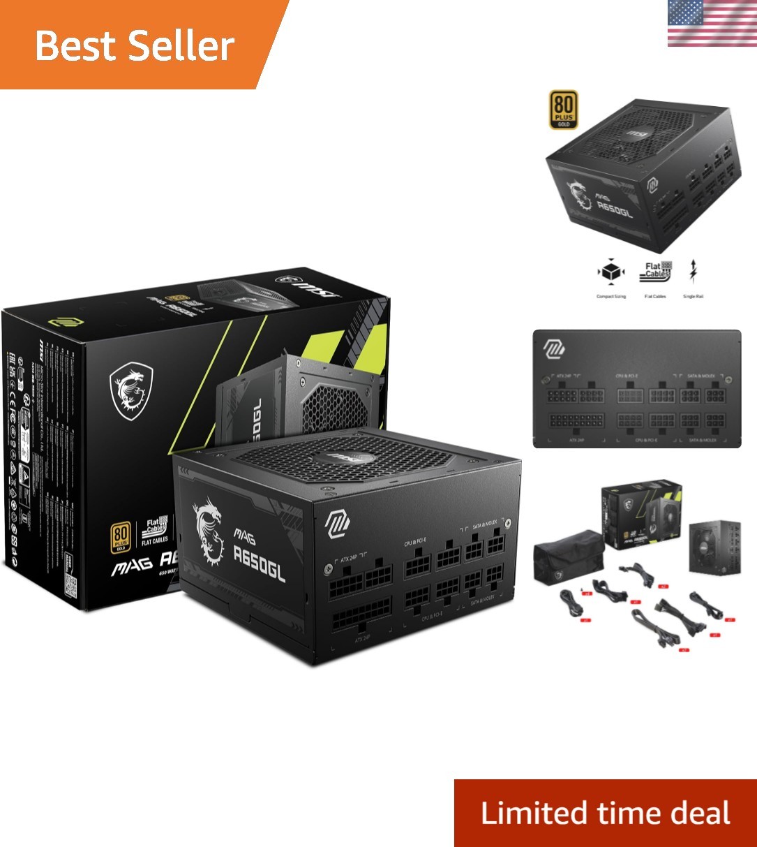 MAG A650GL, Fully Modular Compact Gaming 650W Power Supply, 80+ Gold, ATX PSU...
