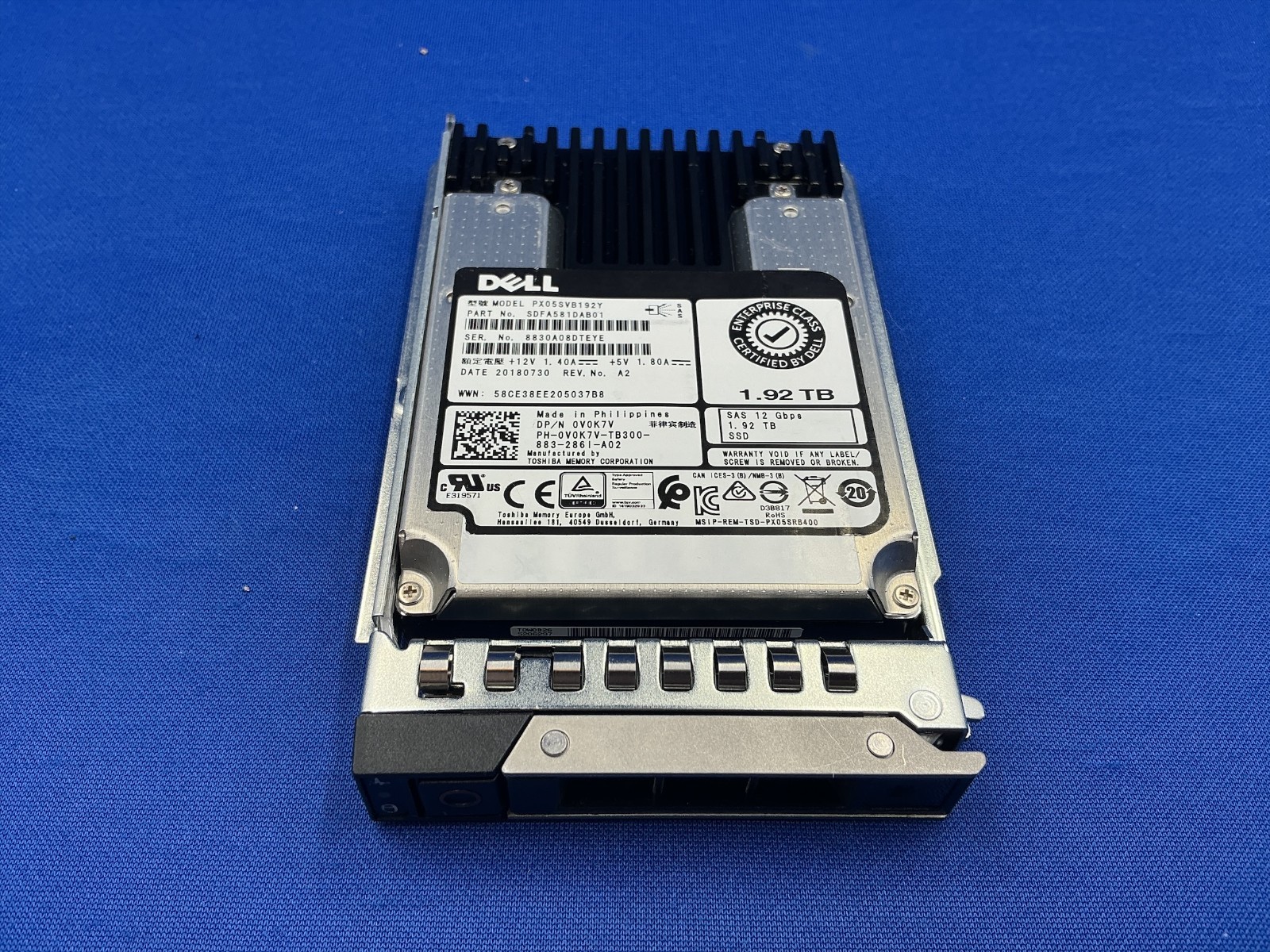 0V0K7V Dell 1.92TB SAS 12Gb/s Mix Use 2.5" SSD V0K7V Toshiba PX05SVB192Y Gen 13