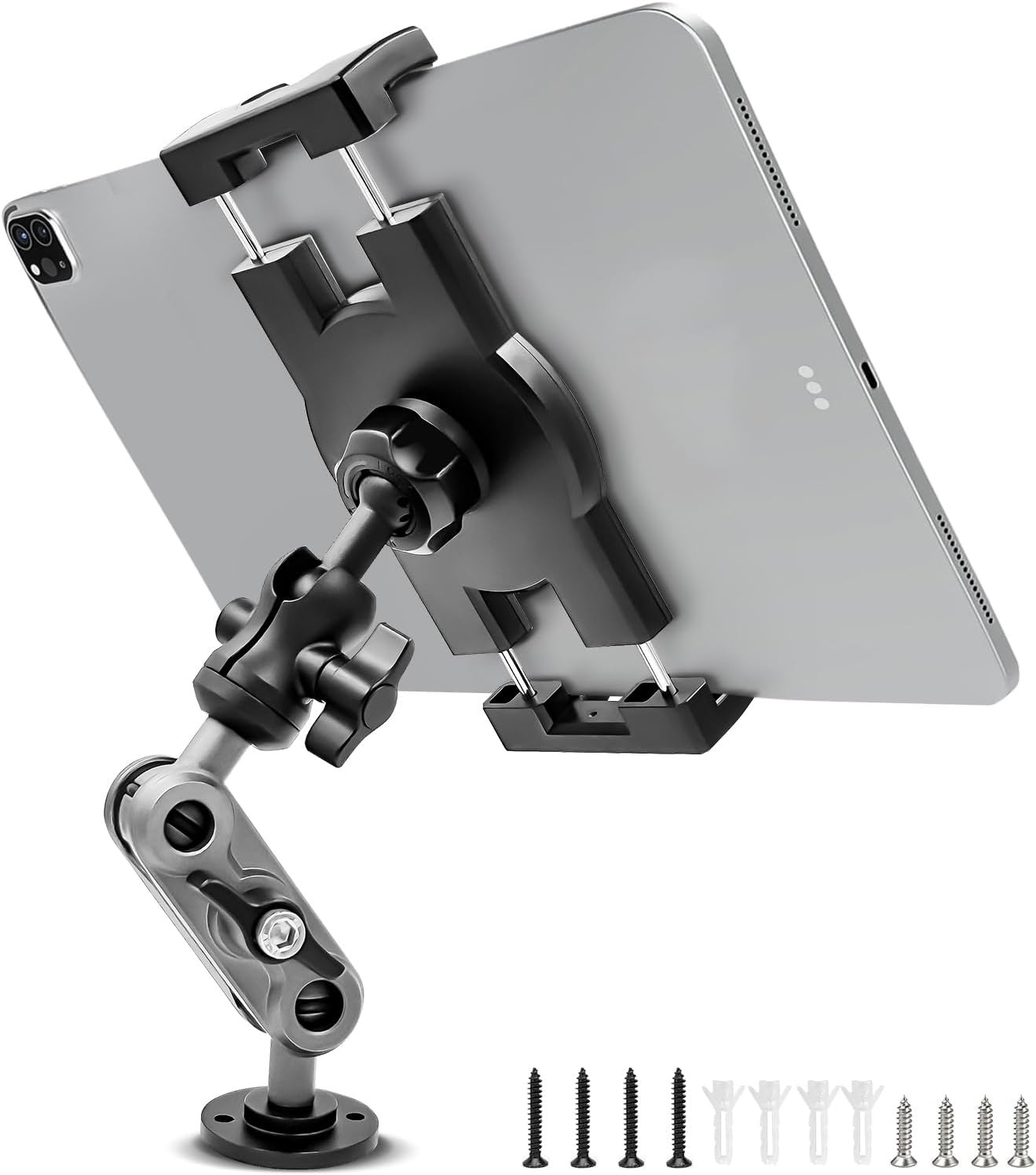 Aluminum Heavy Duty Drill Base Tablet Holder Car Mount Dashboard 360° Adjustable