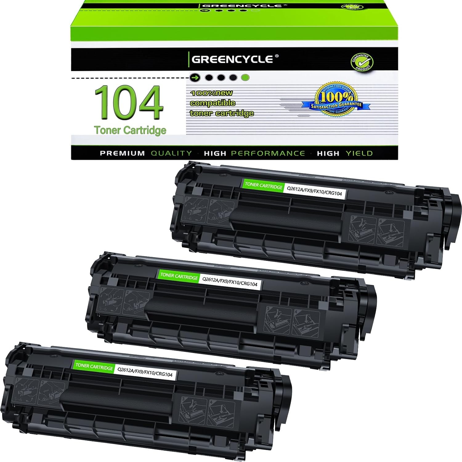 3PK Toner Replacement For Canon 104 FX9 FX10 ImageClass MF4350D MF4150 D420 D480