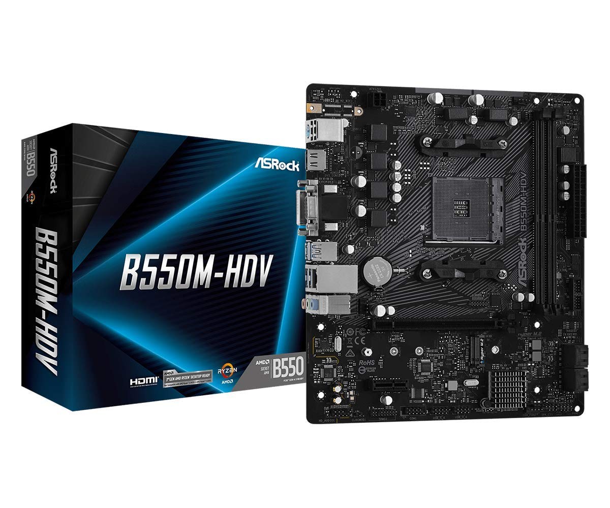 ASRock B550M-HDV Socket AM4 Micro-ATX Motherboard, Supports AMD Ryzen 5000/40...