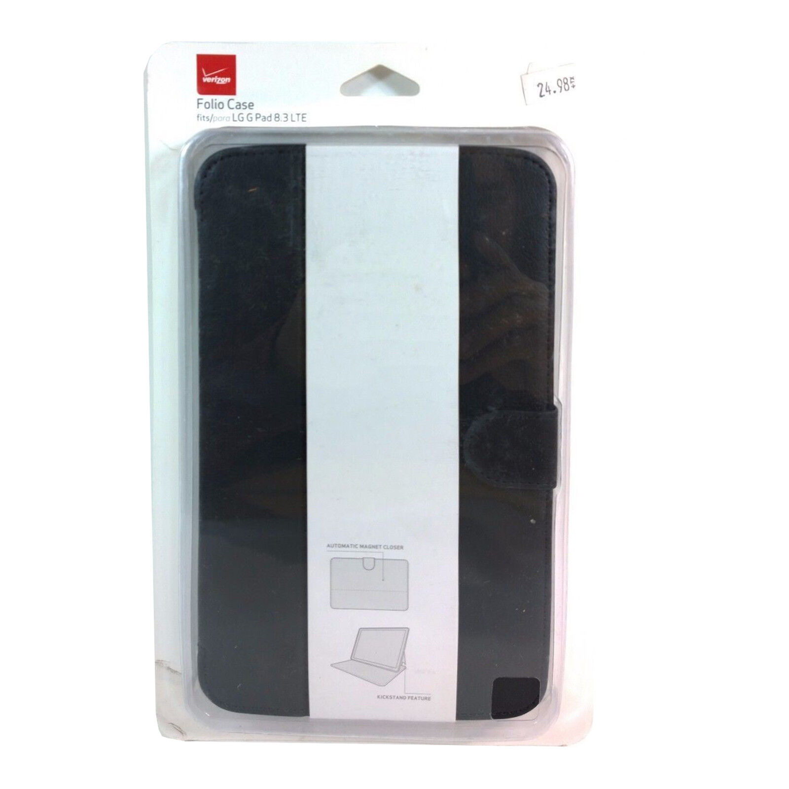 Verizon Folio Durable Leather Case Kickstand Magnetic Closure - LG G Pad 8.3 LTE