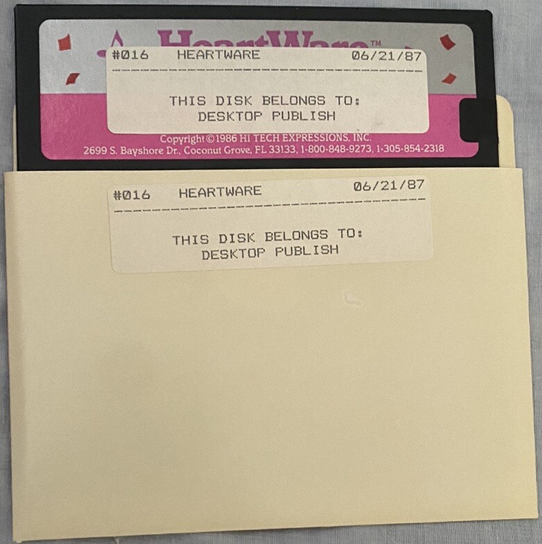 Heartware Note Maker 1986 Commodore 64/128 Atari 400/800/1200 Floppy 5 1/4” Disk