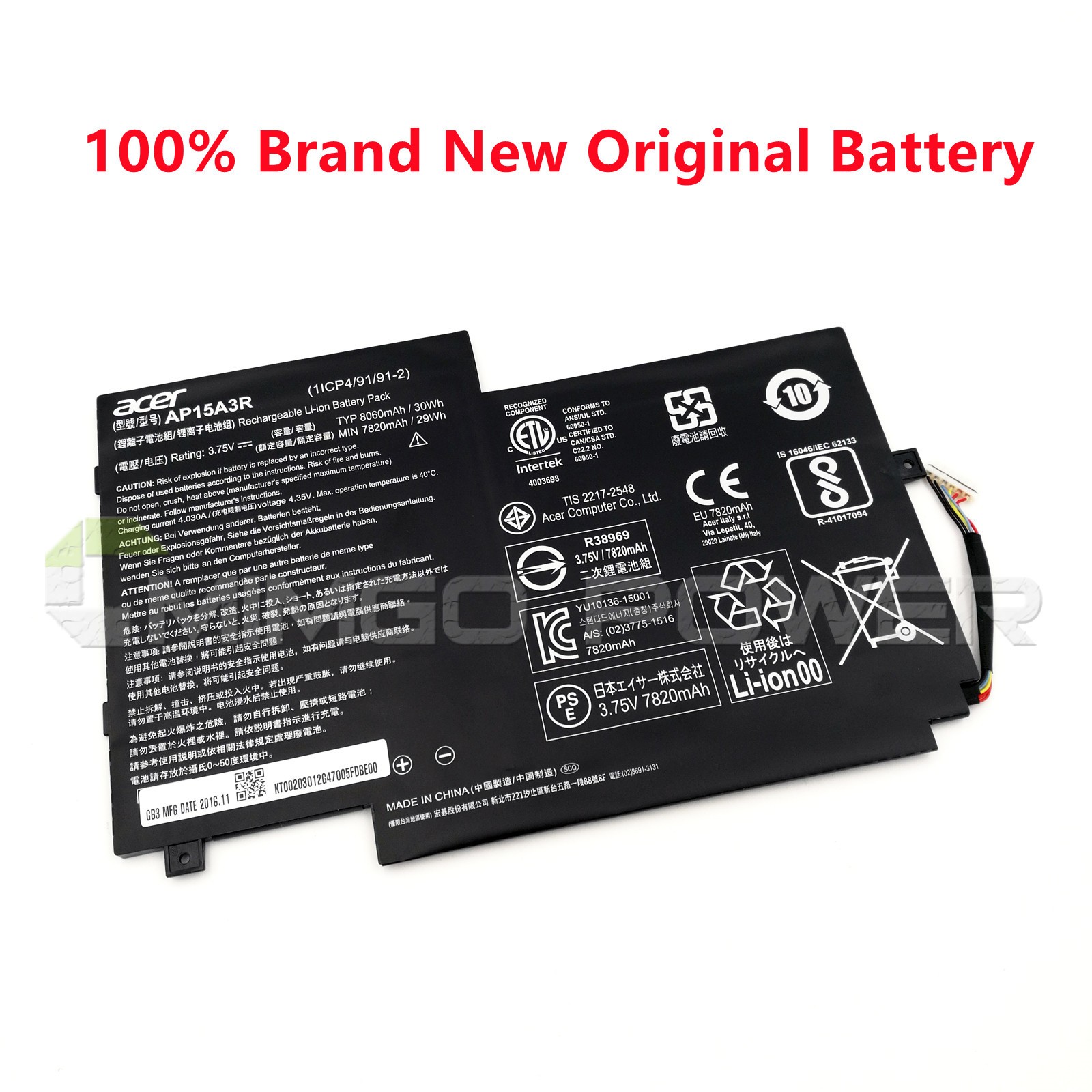 New Genuine AP15A3R Battery for Acer Aspire Switch 10 E SW3-013 SW3-016 SW5-014P