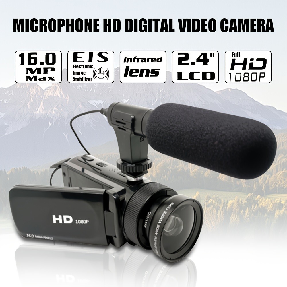 1pc DV100 HD 1080P Digital Video Camera, External Microphone Camera 16 Million