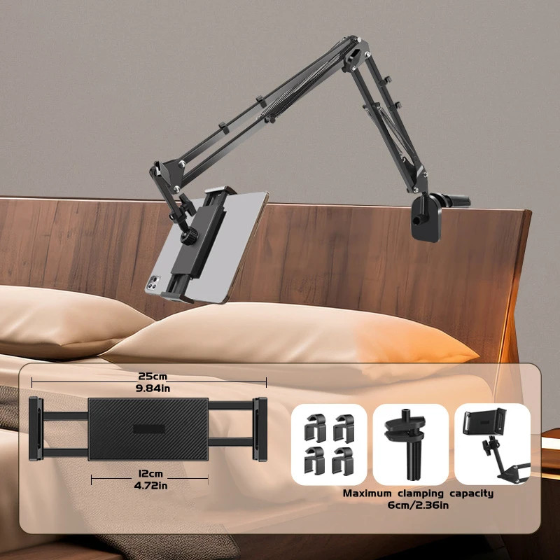 Adjustable Bed Tablet Holder Rotatable Long Arm Metal Desktop Tablet Bracket Mou