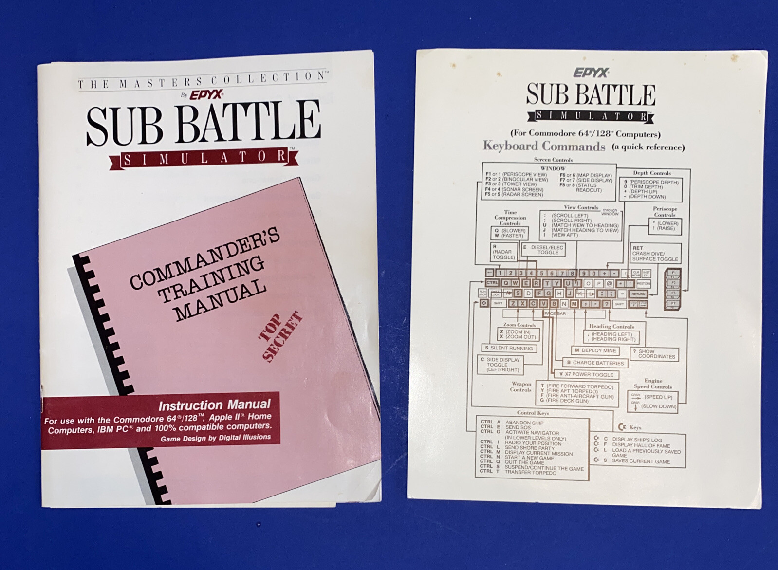 Sub Battle Simulator Commodore 64 Epyx Vintage 1987 Commander's Training Manual