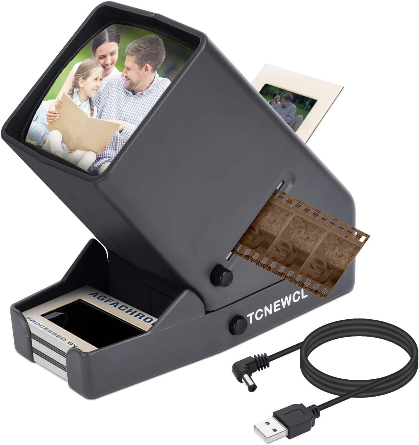 TCNEWCL 35Mm Slide and Film Viewer, Negative Scanner, Desk Top LED Lighted Illum