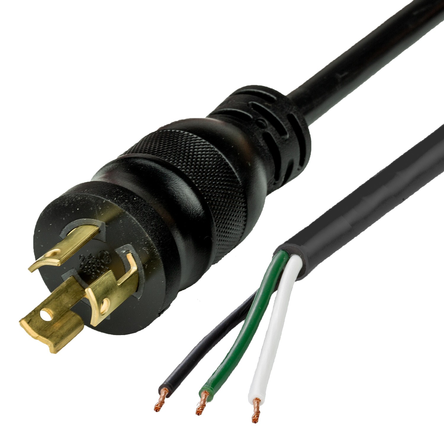 10 Pack of NACC Power Whip NEMA L6-15P to Open Ended 2" ROJ 1/4" Strip 15A 250V