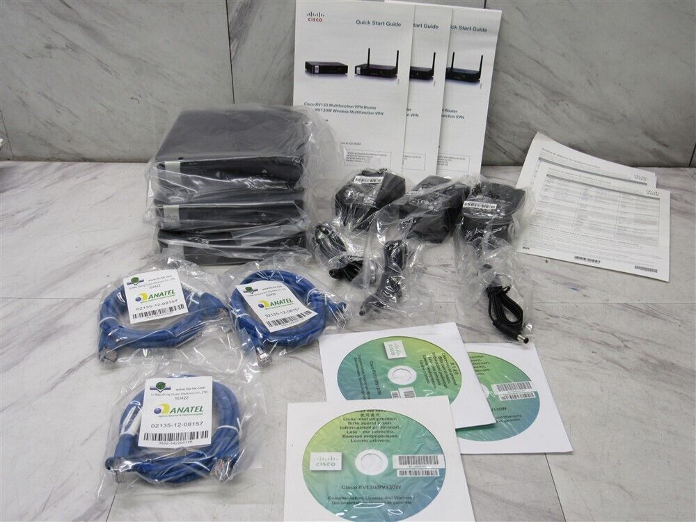 Lot of 3 NEW Open Box Cisco RV130-K9 RV130 Gigabit VPN Ethernet Routers