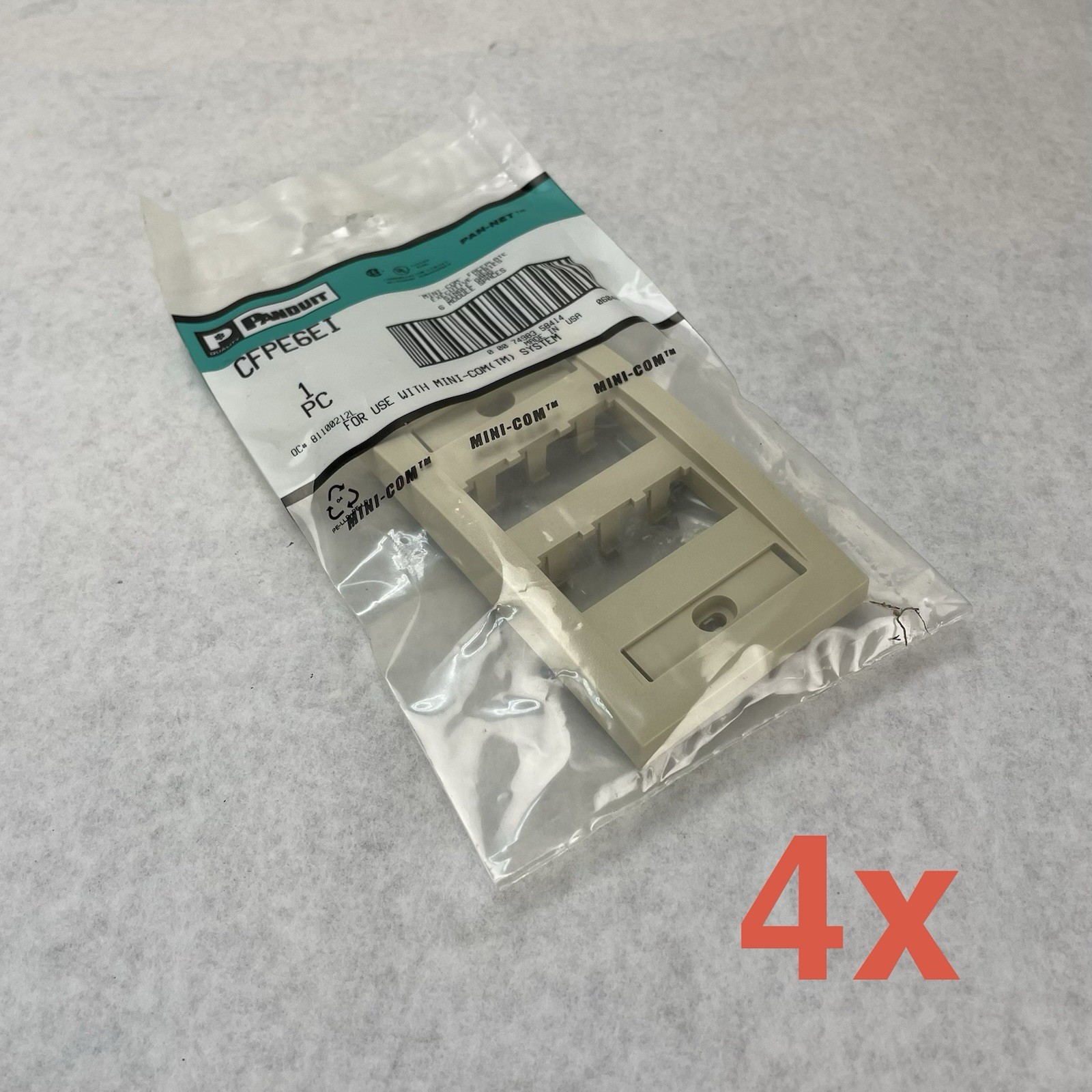 Panduit CFPE6EI MINI-COM Face-Plate Executive Series 6 Module Spaces Lot of 4