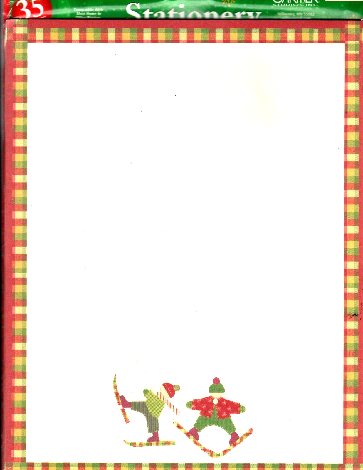 Merry Christmas Snow Ski Skier Skis Skiing Computer Letter Paper - 35 Sheets