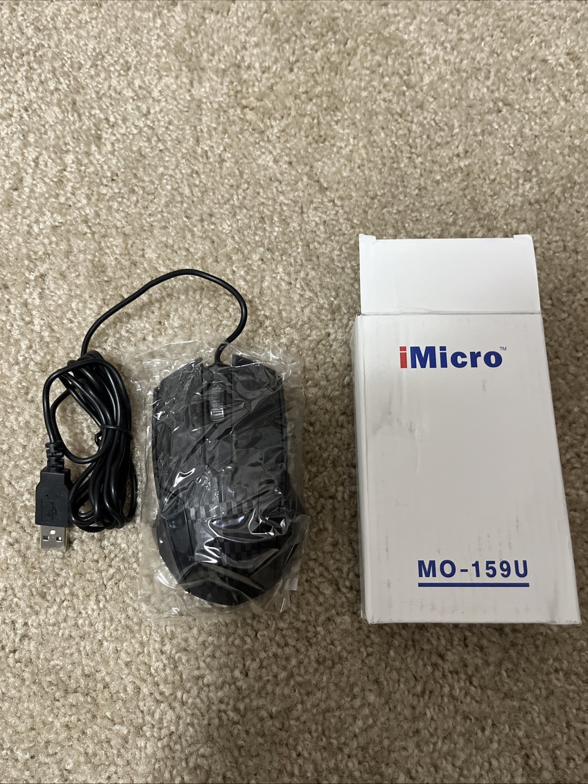 iMicro Wired USB Optical Ergonomic Scrolling Computer Mouse MO-159U - Black NEW