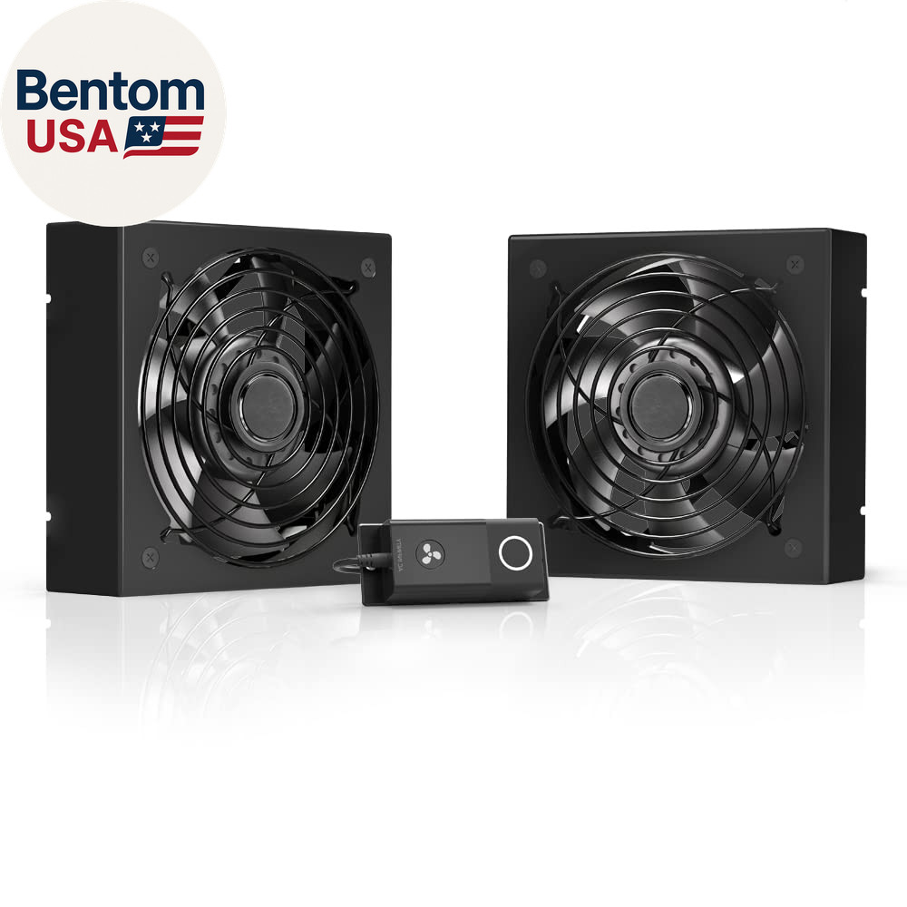 Rack ROOF Fan KIT, Quiet Dual-Fans with Speed Controller, for Cooling AV, Home T