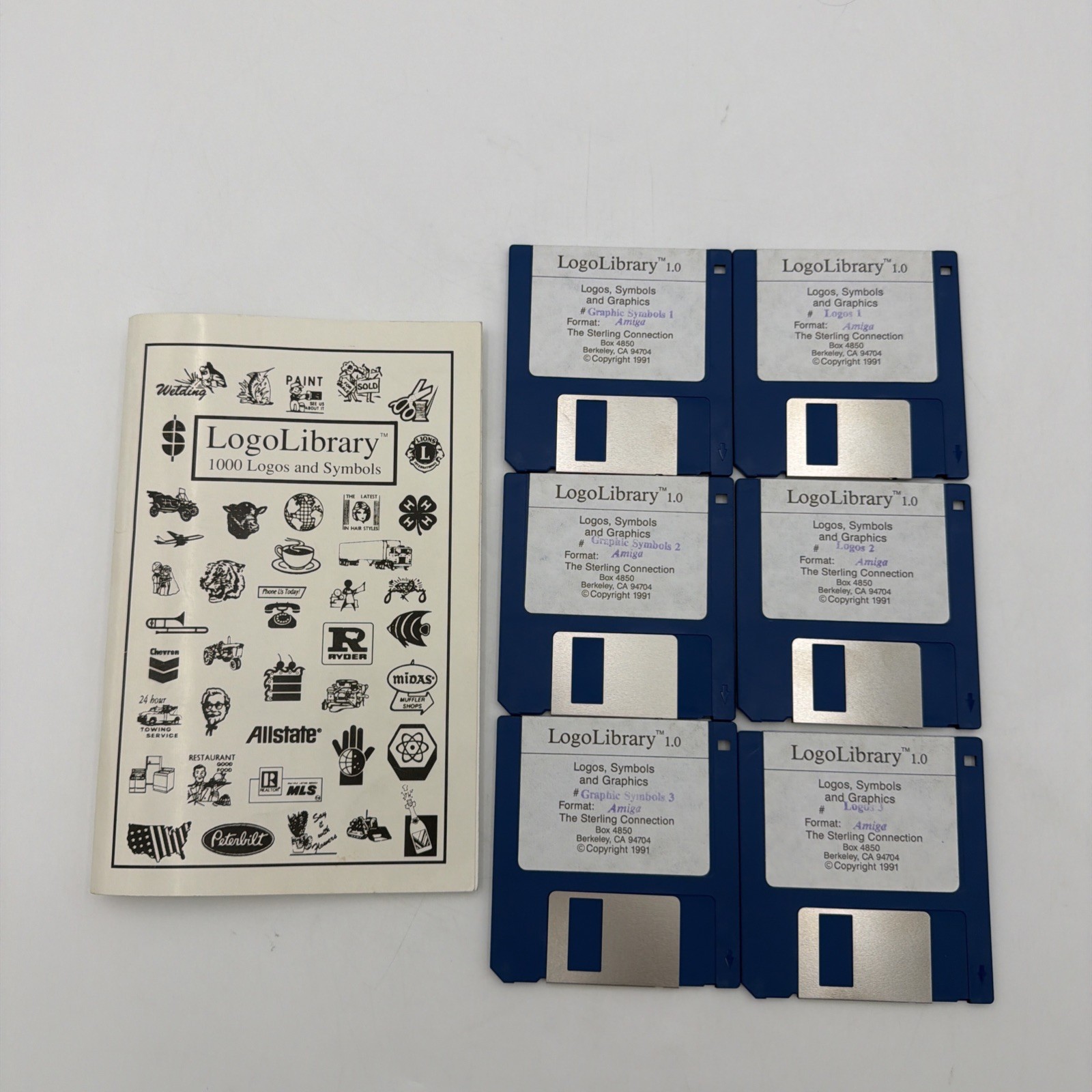LogoLibrary 1.0 Commodore Amiga 6 Disk Logos Symbols Graphics Set Booklet Tested