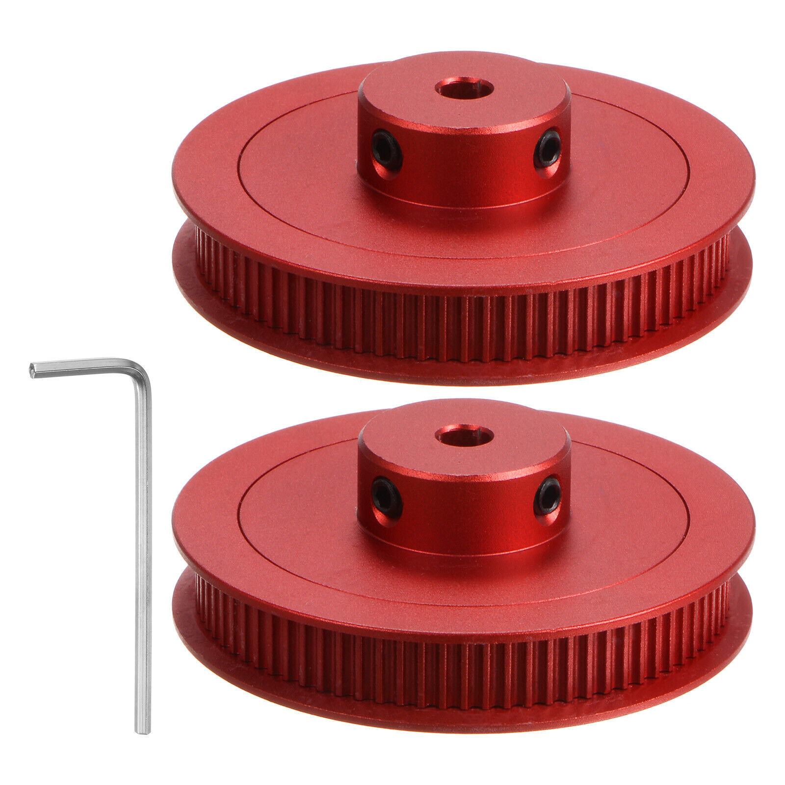 2pcs 2GT Timing Pulley 80T 5mm Bore 55mm Dia Aluminum Pulley for 6mm Belt, Red
