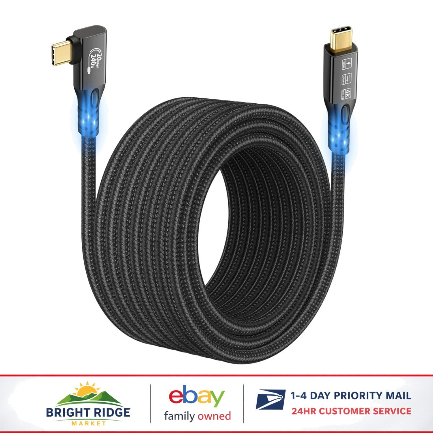 90 Degree USB C Cable 3.2 Gen2x2 for Fast Charging and High Speed Data Transfer