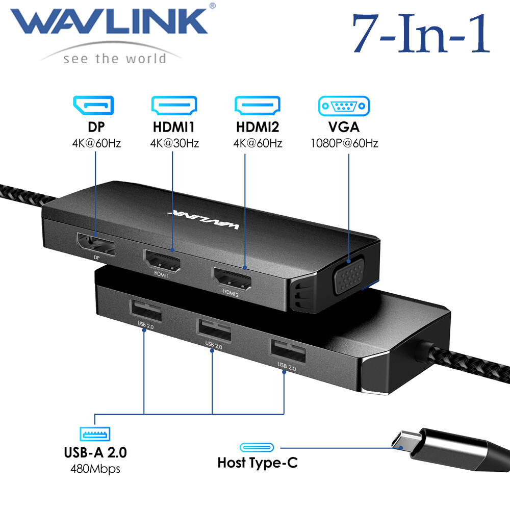 USB C Laptop Docking Station Quad Monitor USB C Hub Dual HDMI for Lenovo Dell HP