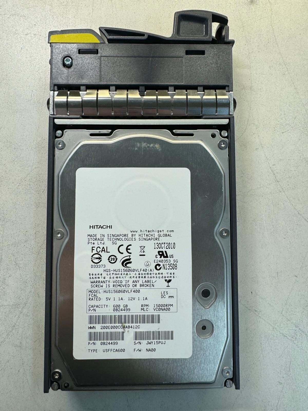 HITACHI 0B24499 HUS156060VLF400 600GB 15K RPM 64MB Fibre Channel 4Gb/s 3.5" HDD
