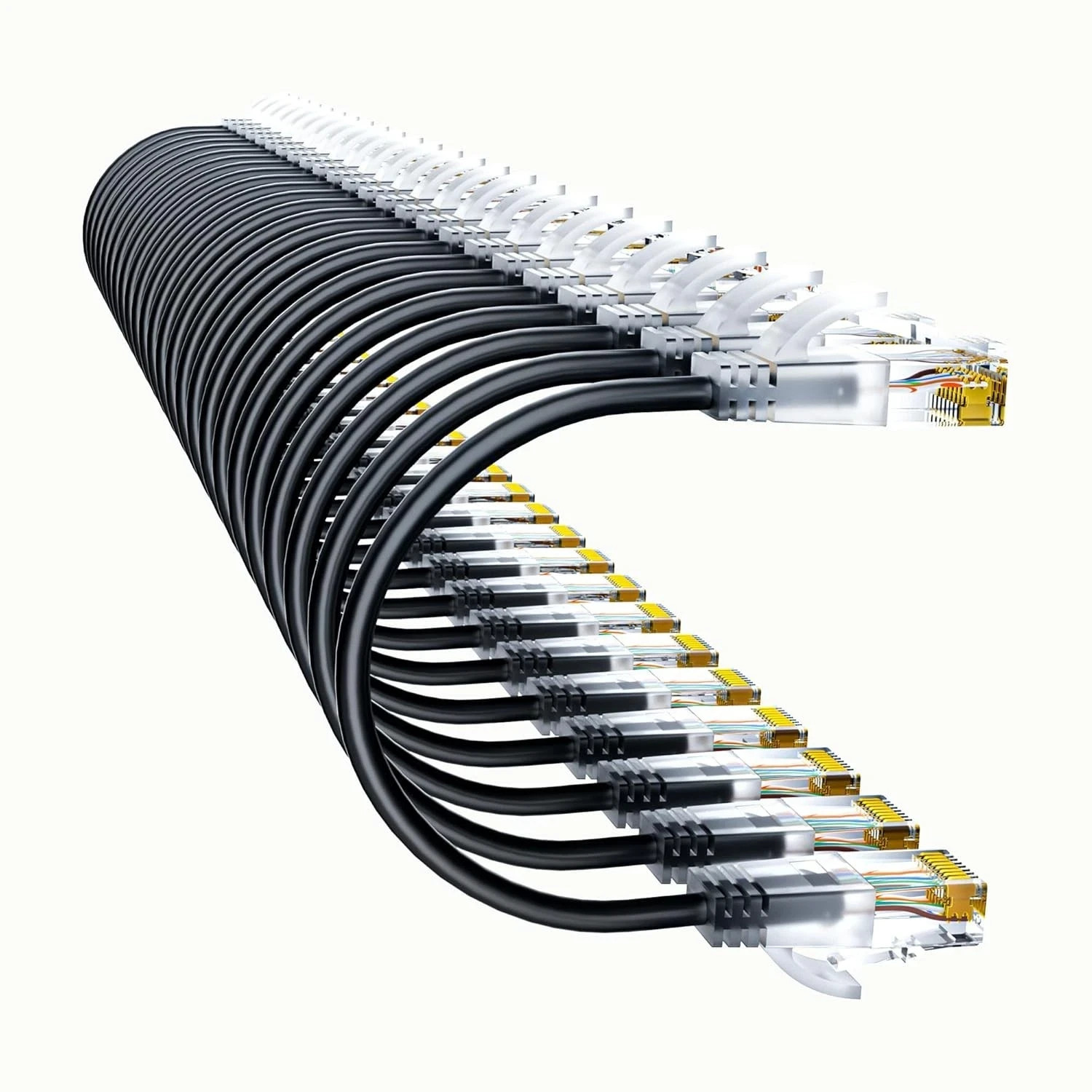 24 Pack 0.5Ft Cat6a Patch Cables Slim Flexible Ethernet Cable 10G 550MHZ