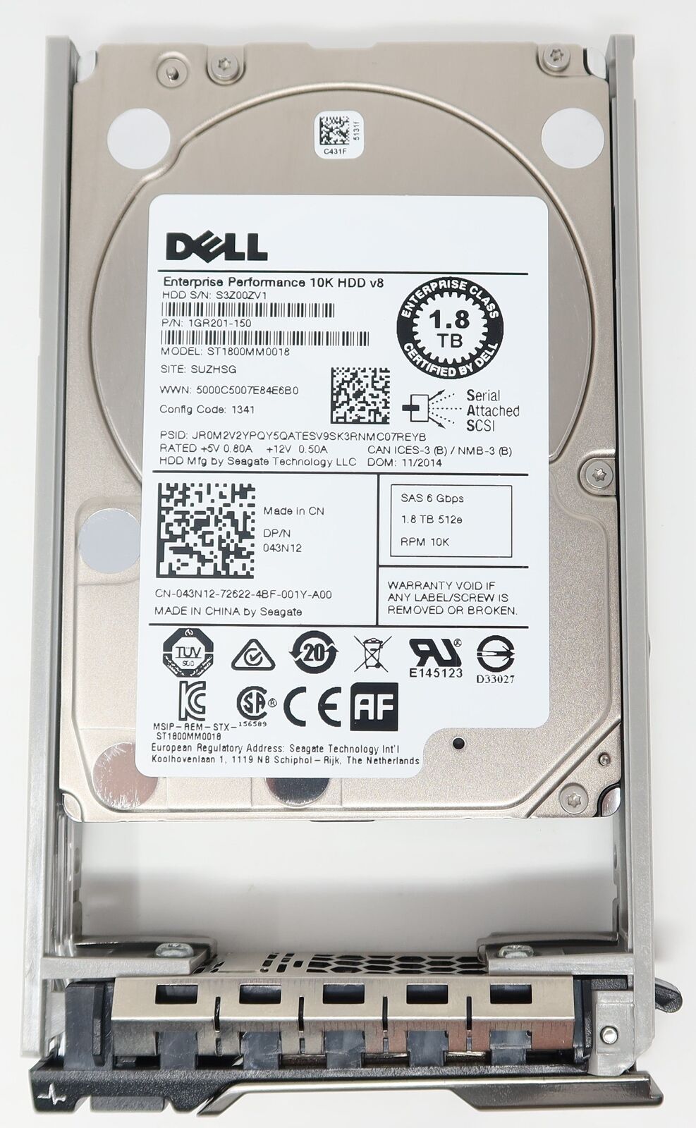 ST1800MM0018 Dell 1.8TB 10K 6G SFF SAS Drive 043N12